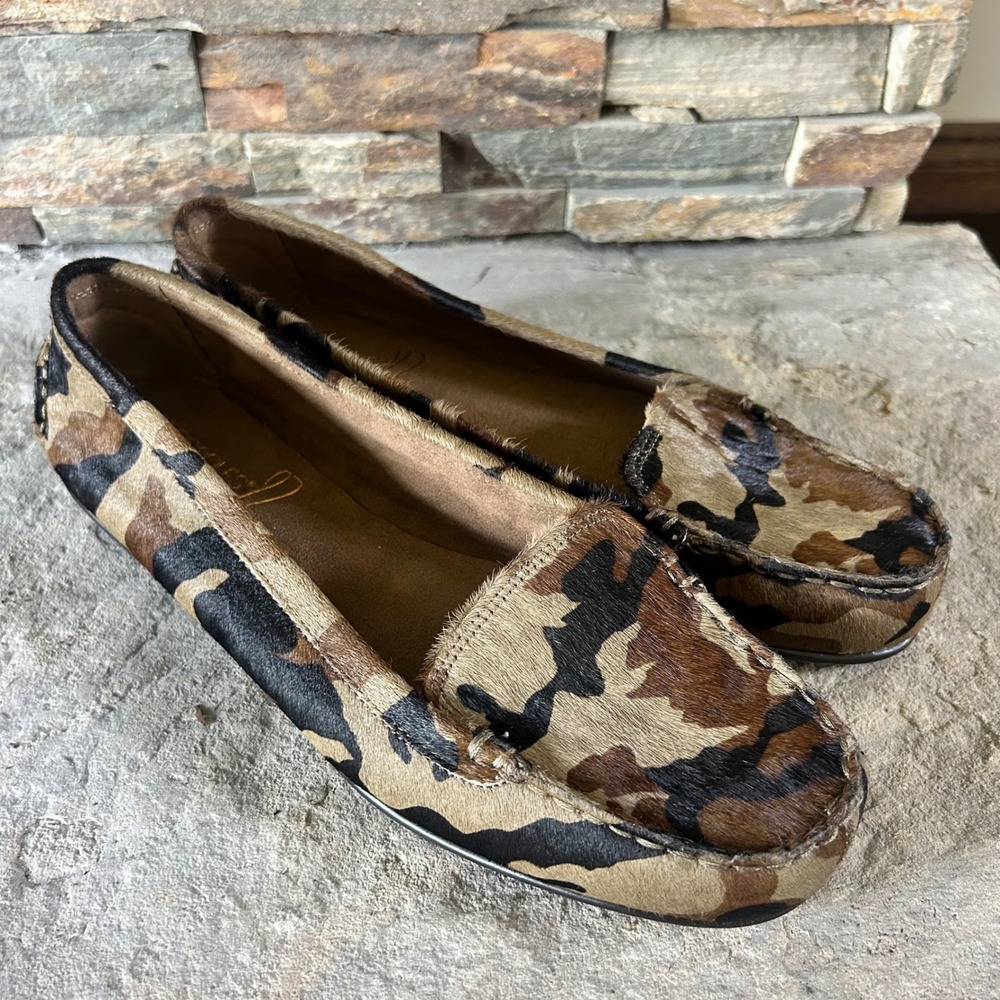 Aerosoles Nu Day Leather Camo Calf Hair Slip On Shoes 10 New - Picture 2 of 6